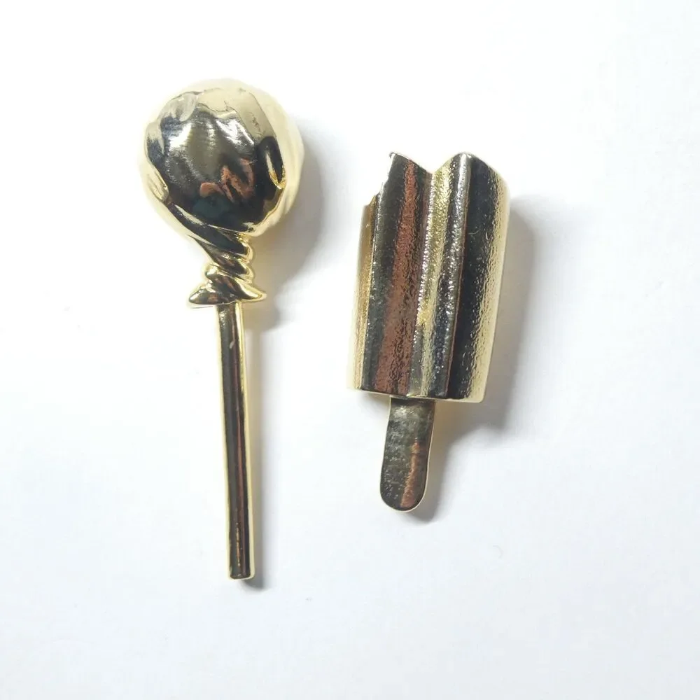 Lollipop & Popsicle Pins Goldtone Metal Vintage